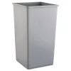 Rubbermaid Commercial Untouchable Square Waste Receptacle, 50 Gal, Plastic, Gray