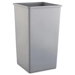 Rubbermaid Commercial Untouchable Square Waste Receptacle, 50 Gal, Plastic, Gray