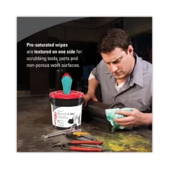 WypAll Power Clean ProScrub Pre-Saturated Wipes, 9.5 X 12, Citrus Scent, Green, 75/Bucket, 6 Buckets/Carton -Professional cleaning tool store a4a4c8efd6b19a5cc457228feee0ac749c