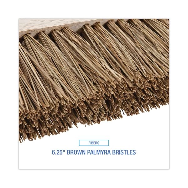 Boardwalk Street Broom Head, 6.25" Brown Palmyra Fiber Bristles, 16" Brush 2 Boardwalk Street Broom Head, 6.25" Brown Palmyra Fiber Bristles, 16" Brush - Image 2