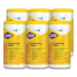 Clorox Disinfecting Wipes, 1-Ply, 7 X 8, Lemon Fresh, White, 75/Canister, 6/Carton