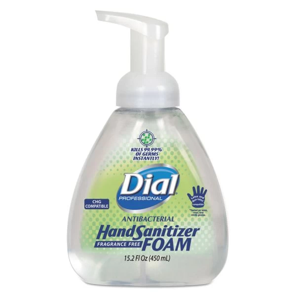Dial Professional Antibacterial Foam Hand Sanitizer, 15.2 Oz Pump Bottle, Fragrance-Free, 4/Carton 1 Dial Professional Antibacterial Foam Hand Sanitizer, 15.2 Oz Pump Bottle, Fragrance-Free, 4/Carton