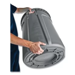 Rubbermaid Commercial Vented Round Brute Container, 55 Gal, Plastic, Gray -Professional cleaning tool store aa57699b73c03a83b44e8b65f5d0663153