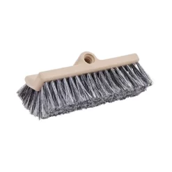 Boardwalk Dual-Surface Black Polypropylene Bristles, 10" Brush, Brown Plastic Handle