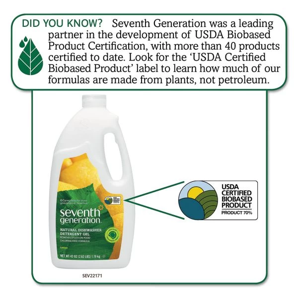 Seventh Generation Natural Automatic Dishwasher Gel, Lemon, 42 Oz Bottle, 6/Carton 2 Seventh Generation Natural Automatic Dishwasher Gel, Lemon, 42 Oz Bottle, 6/Carton - Image 2