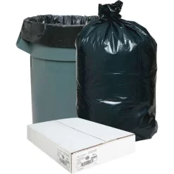 Nature Saver 33 Gallon Trash Bags, Black, Low-Density, 1.25 Mil, 33 Gallon, 100/Carton