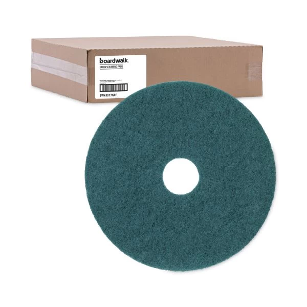 Boardwalk Standard Heavy-Duty Scrubbing Floor Pads, 17" Diameter, Green, 5/Carton 6 Boardwalk Standard Heavy-Duty Scrubbing Floor Pads, 17" Diameter, Green, 5/Carton - Image 6