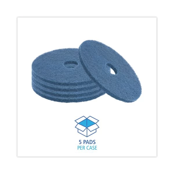 Boardwalk Standard Scrubbing Floor Pads, 20" Diameter, Blue, 5/Carton 5 Boardwalk Standard Scrubbing Floor Pads, 20" Diameter, Blue, 5/Carton - Image 5