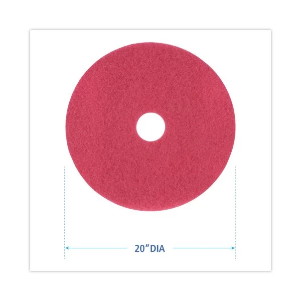 Boardwalk Standard Floor Pads, 20" Diameter, Red, 5/Carton 2 Boardwalk Standard Floor Pads, 20" Diameter, Red, 5/Carton - Image 2