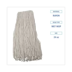Boardwalk Premium Cut-End Wet Mop Heads, Rayon, 24oz, White, 12/Carton -Professional cleaning tool store b42410a4b5958dc3216e28a333adf0fb6e