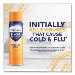 Microban 24-Hour Disinfecting Sanitizing Spray, Citrus Scent, 12.5 Oz Aerosol Spray, 2/Pack -Professional cleaning tool store b4309e7a248875ba12c560ca7d4a79d679