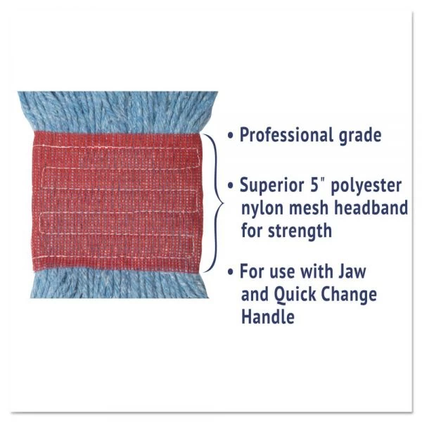 Boardwalk Super Loop Wet Mop Head, Cotton/Synthetic Fiber, 5" Headband, Large Size, Blue, 12/Carton 2 Boardwalk Super Loop Wet Mop Head, Cotton/Synthetic Fiber, 5" Headband, Large Size, Blue, 12/Carton - Image 2