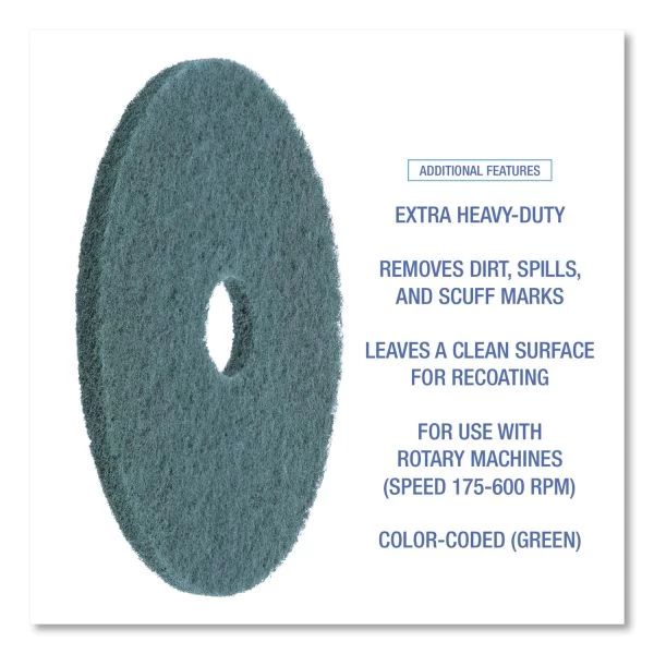 Boardwalk Standard Floor Pads, 20" Diameter, Green, 5/Carton 4 Boardwalk Standard Floor Pads, 20" Diameter, Green, 5/Carton - Image 4