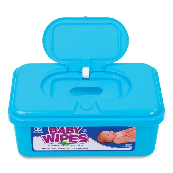 AmerCareRoyal Baby Wipes Tub, Unscented, White, 80/Tub, 12 Tubs/Carton 2 AmerCareRoyal Baby Wipes Tub, Unscented, White, 80/Tub, 12 Tubs/Carton - Image 2