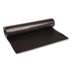 Boardwalk Recycled Low-Density Polyethylene Can Liners, 45 Gal, 1.2 Mil, 40" X 46", Black, 10 Bags/Roll, 10 Rolls/Carton