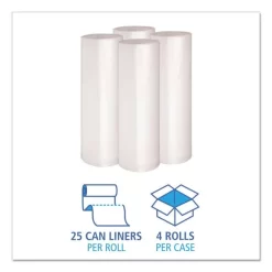 Boardwalk Recycled Low-Density Polyethylene Can Liners, 45 Gal, 1.4 Mil, 40" X 46", Clear, 10 Bags/Roll, 10 Rolls/Carton -Professional cleaning tool store ba772123fa67b40849a3be3c71cd7ce85f