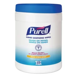 PURELL Sanitizing Hand Wipes, 6.75 X 6, Fresh Citrus, White, 270/Canister, 6 Canisters/Carton