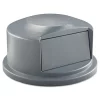 Rubbermaid Commercial Round BRUTE Dome Top Receptacle, Push Door For 44 Gal Containers, 24.81" Diameter X 12.63h, Gray