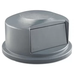 Rubbermaid Commercial Round BRUTE Dome Top Receptacle, Push Door For 44 Gal Containers, 24.81" Diameter X 12.63h, Gray