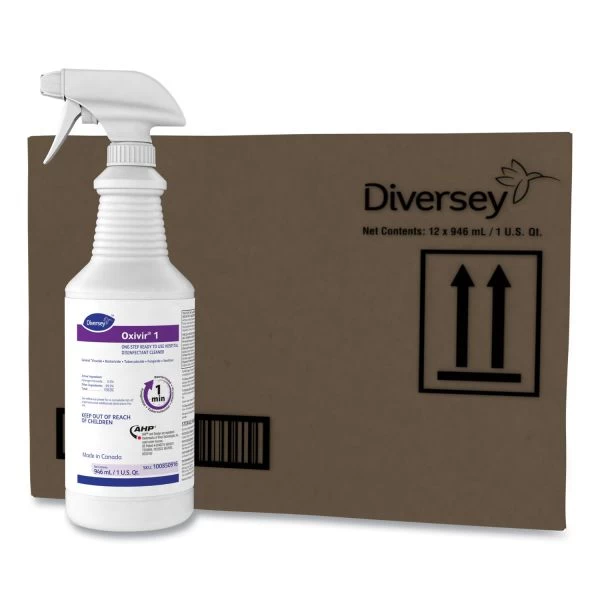 Diversey Oxivir 1 RTU Disinfectant Cleaner, 32 Oz Spray Bottle, 12/Carton 1 Diversey Oxivir 1 RTU Disinfectant Cleaner, 32 Oz Spray Bottle, 12/Carton