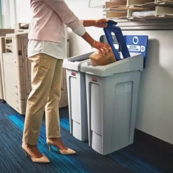 Rubbermaid Commercial Slim Jim Recycling Station Kit, 2-Stream Landfill/Mixed Recycling, 46 Gal, Plastic, Blue/Gray 8 Rubbermaid Commercial Slim Jim Recycling Station Kit, 2-Stream Landfill/Mixed Recycling, 46 Gal, Plastic, Blue/Gray -Professional cleaning tool store beb50975c17aae5c35b7d6db89d8eac75d