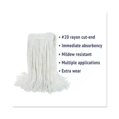 Boardwalk Cut-End Wet Mop Head, Rayon, No. 20, White, 12/Carton -Professional cleaning tool store c0e3f36e41d1069a190d9aeb9a1a53ade7