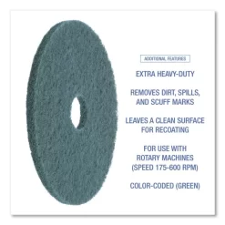 Boardwalk Standard Heavy-Duty Scrubbing Floor Pads, 17" Diameter, Green, 5/Carton 8 Boardwalk Standard Heavy-Duty Scrubbing Floor Pads, 17" Diameter, Green, 5/Carton -Professional cleaning tool store c1ef60c6eaab625070940512585308f934