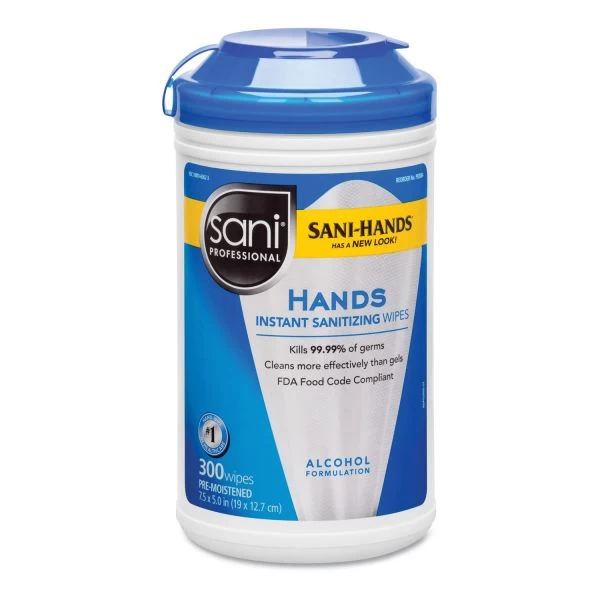 Sani Professional Hands Instant Sanitizing Wipes, 7.5 X 5, 300/Canister 1 Sani Professional Hands Instant Sanitizing Wipes, 7.5 X 5, 300/Canister