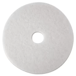 3M Low-Speed Super Polishing Floor Pads 4100, 27" Diameter, White, 5/Carton