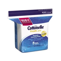 Cottonelle Fresh Care Flushable Cleansing Cloths, 1-Ply, 5 X 7.25, White, 168/Pack, 8 Packs/Carton