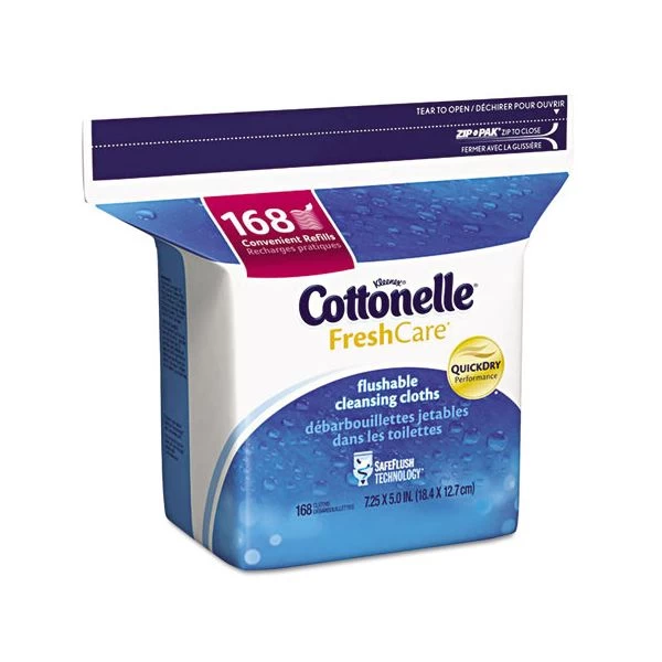 Cottonelle Fresh Care Flushable Cleansing Cloths, 1-Ply, 5 X 7.25, White, 168/Pack, 8 Packs/Carton 1 Cottonelle Fresh Care Flushable Cleansing Cloths, 1-Ply, 5 X 7.25, White, 168/Pack, 8 Packs/Carton