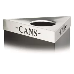 Safco Trifecta Waste Receptacle Lid, Laser Cut "CANS" Inscription, Stainless Steel