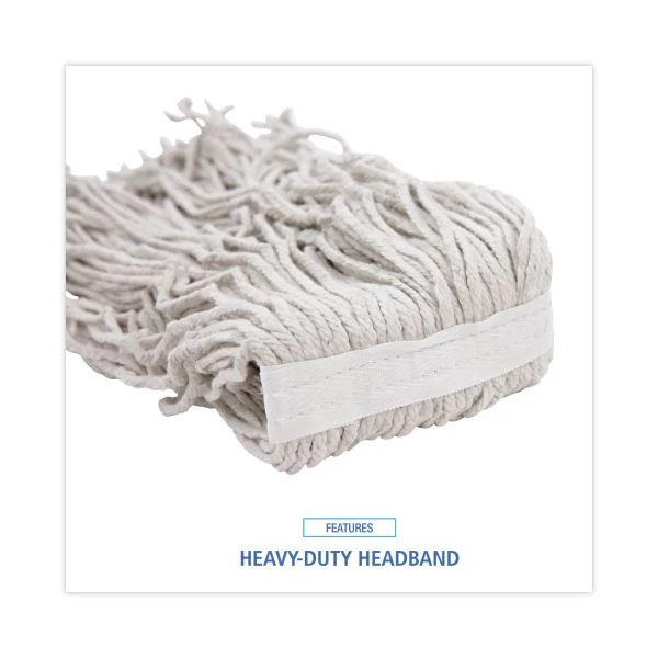 Boardwalk Banded Cotton Mop Heads, 24oz, White, 12/Carton 4 Boardwalk Banded Cotton Mop Heads, 24oz, White, 12/Carton - Image 4