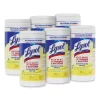 LYSOL Brand Disinfecting Wipes, 1-Ply, 7 X 7.25, Lemon And Lime Blossom, White, 80 Wipes/Canister, 6 Canisters/Carton