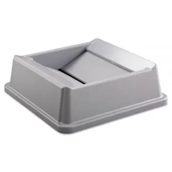 Rubbermaid Commercial Untouchable Square Swing Top Lid, Plastic, 20.13w X 20.13d X 6.25h, Gray