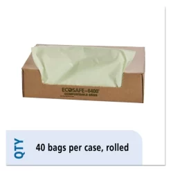 Stout By Envision EcoSafe-6400 Bags, 48 Gal, 0.85 Mil, 42" X 48", Green, 40/Box