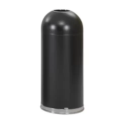Safco Open-Top Dome Receptacle, Round, Steel, 15gal, Black