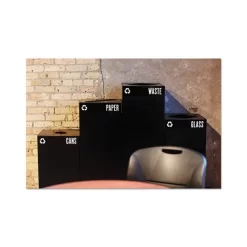 Safco Public Square Plastic-Recycling Container, Square, Steel, 25gal, Black -Professional cleaning tool store d19ebd1ecf1ebd213bae3185a6653c3e78