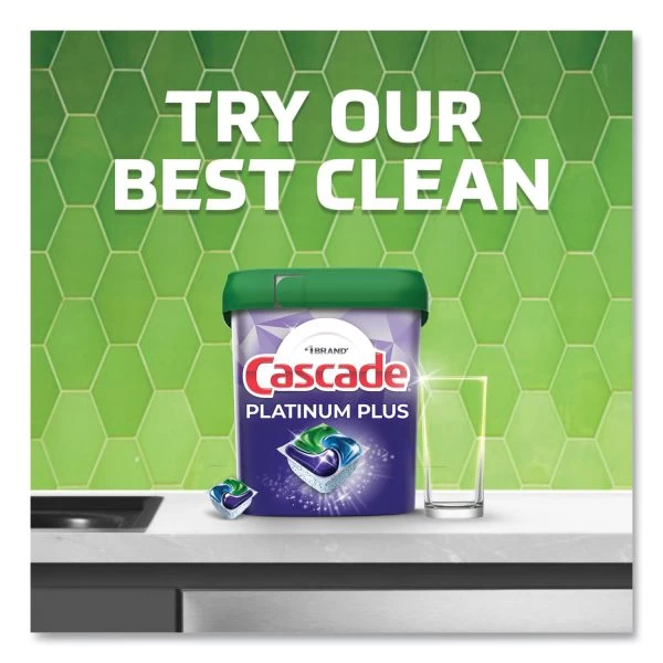 Cascade Platinum Plus ActionPacs Dishwasher Detergent Pods, Fresh Scent, 20.7 Oz Tub, 38/Tub, 6/Carton 2 Cascade Platinum Plus ActionPacs Dishwasher Detergent Pods, Fresh Scent, 20.7 Oz Tub, 38/Tub, 6/Carton - Image 2