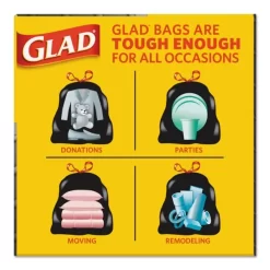 Glad Drawstring Large Trash Bags, 30 Gal, 1.05 Mil, 30" X 33", Black, 15 Bags/Box, 6 Boxes/Carton -Professional cleaning tool store d4feda085c3de73c77e25ce2cf9323c2fe