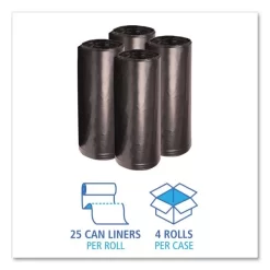 Boardwalk Recycled Low-Density Polyethylene Can Liners, 60 Gal, 1.6 Mil, 38" X 58", Black, 10 Bags/Roll, 10 Rolls/Carton -Professional cleaning tool store d528f1b67aebce86f20511009c1381e14d