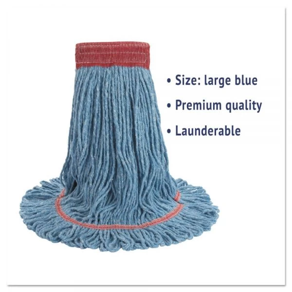 Boardwalk Super Loop Wet Mop Head, Cotton/Synthetic Fiber, 5" Headband, Large Size, Blue, 12/Carton 4 Boardwalk Super Loop Wet Mop Head, Cotton/Synthetic Fiber, 5" Headband, Large Size, Blue, 12/Carton - Image 4