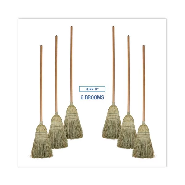 Boardwalk 100% Corn Brooms, 60" Overall Length, Natural, 6/Carton 3 Boardwalk 100% Corn Brooms, 60" Overall Length, Natural, 6/Carton - Image 3