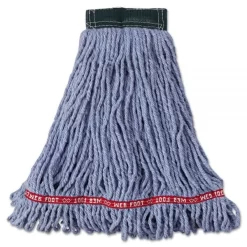 Rubbermaid Commercial Web Foot Wet Mop Head, Shrinkless, Cotton/Synthetic, Blue, Medium, 6/Carton