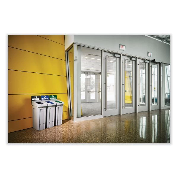 Rubbermaid Commercial Slim Jim Recycling Station Kit, 3-Stream Landfill/Mixed Recycling, 69 Gal, Plastic, Blue/Gray/Green 3 Rubbermaid Commercial Slim Jim Recycling Station Kit, 3-Stream Landfill/Mixed Recycling, 69 Gal, Plastic, Blue/Gray/Green - Image 3