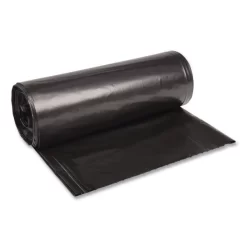 Boardwalk Recycled Low-Density Polyethylene Can Liners, 60 Gal, 1.6 Mil, 38" X 58", Black, 10 Bags/Roll, 10 Rolls/Carton