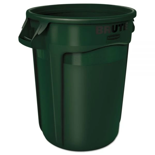 Rubbermaid Commercial Vented Round Brute Container, 32 Gal, Plastic, Dark Green 1 Rubbermaid Commercial Vented Round Brute Container, 32 Gal, Plastic, Dark Green