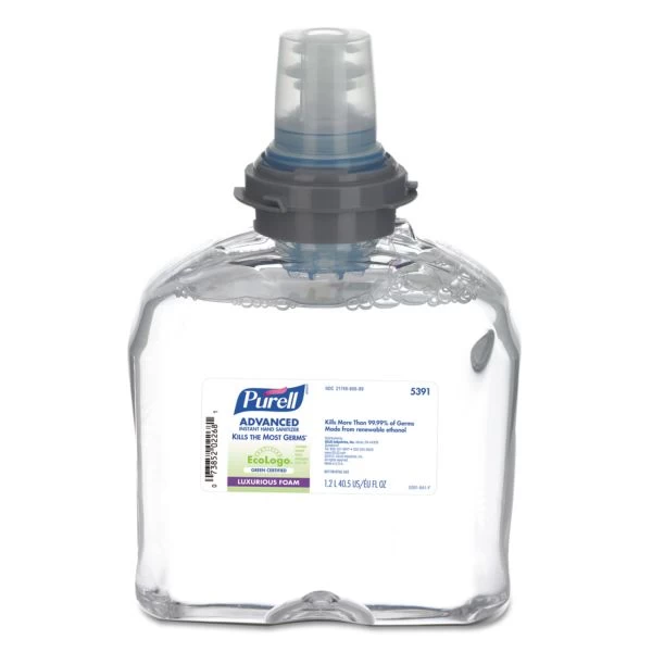 PURELL Green Certified TFX Refill Advanced Foam Hand Sanitizer, 1,200 ML, Fragrance-Free, 2/Carton 1 PURELL Green Certified TFX Refill Advanced Foam Hand Sanitizer, 1,200 ML, Fragrance-Free, 2/Carton