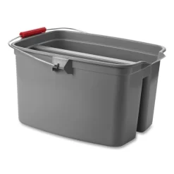 Rubbermaid Commercial 19 Quart Double Utility Pail, Plastic, Gray, 18 X 14.5 X 10 -Professional cleaning tool store dd97b098534da1300ac6dd69bf8a858ef6