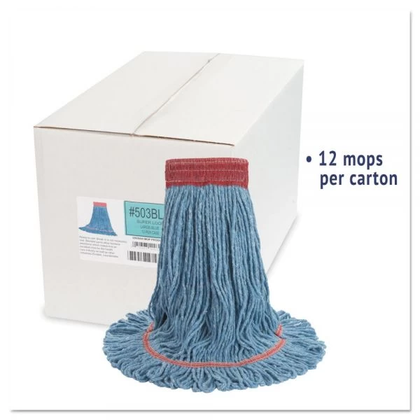 Boardwalk Super Loop Wet Mop Head, Cotton/Synthetic Fiber, 5" Headband, Large Size, Blue, 12/Carton 9 Boardwalk Super Loop Wet Mop Head, Cotton/Synthetic Fiber, 5" Headband, Large Size, Blue, 12/Carton - Image 9